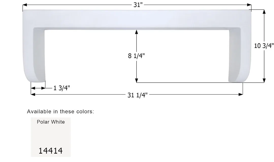 14414 – ICON Step Trim, 31 Inch Length x 10-3/4 Inch Width Polar White Plastic